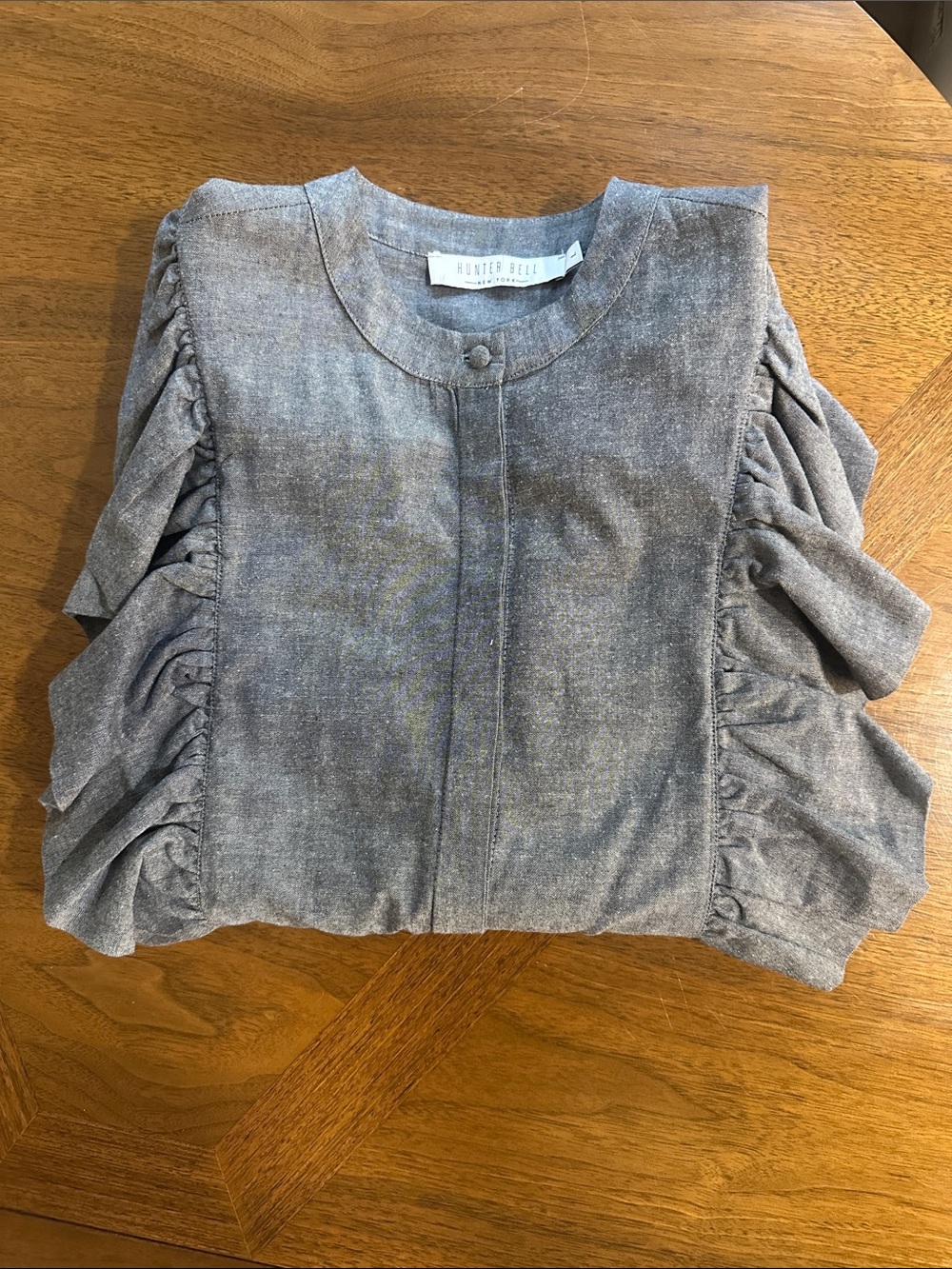HUNTER BELL Women’s' Gray Ruffle-Sleeve Blouse